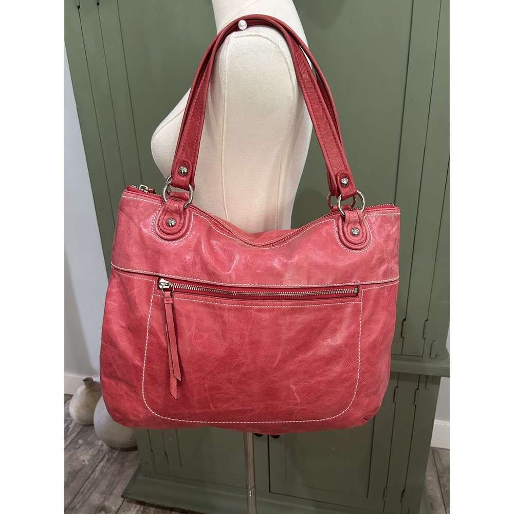 Vintage‎ Coach Red Leather Shoulder Bag Hobo Y2K Bratz Statement Silver Hardware
